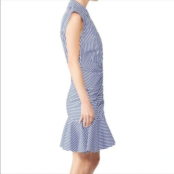 Rare Size Veronica Beard Bell button down ruched dress Sz 16 - Picture 3 of 13